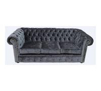 Chesterfield Handmade 3 Seater Sofa Settee Pastiche Steel Grey Velvet Fabric In Classic Style