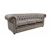 Chesterfield Handmade 3 Seater Sofa Settee Pimlico Mink Brown Fabric In Classic Style