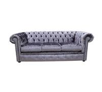 Chesterfield Handmade 3 Seater Sofa Settee Senso Fondant Blue Velvet Fabric In Classic Style