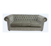 Chesterfield Handmade 3 Seater Sofa Settee Velluto Sage Green Fabric In Classic Style