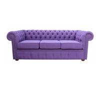 Chesterfield Handmade 3 Seater Sofa Settee Verity Plain Purple Fabric In Classic Style