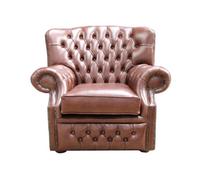 Chesterfield Handmade Armchair Old English Hazel Real Leather In Monks Style