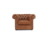 Chesterfield Handmade Low Back Club Armchair Old English Tan Real Leather In Classic Style