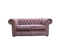 Chesterfield Handmade Tartan 2 Seater Sofa Balmoral Amethyst Purple Fabric In Classic Style