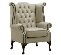 Chesterfield High Back Wing Chair Shelly Ash Leather Bespoke In Queen Anne Style