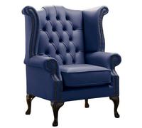 Chesterfield High Back Wing Chair Shelly Bilberry Leather Bespoke In Queen Anne Style