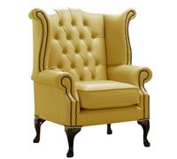 Chesterfield High Back Wing Chair Shelly Deluca Real Leather Bespoke In Queen Anne Style