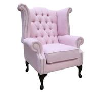 Chesterfield Linen High Back Wing Chair Charles Pink Fabric In Queen Anne Style