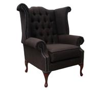 Chesterfield Linen High Back Wing Chair Charles Sandlewood Brown In Queen Anne Style