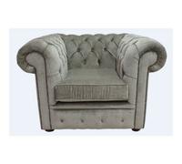Chesterfield Low Back Club Armchair Velluto Sage Real Fabric In Classic Style
