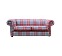 Chesterfield Original Tartan 1930's 3 Seater Sofa Balmoral Ruby Fabric In Classic Style