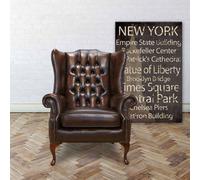 Chesterfield Prince's High Back Wing Chair Antique Brown Leather In Mallory Style