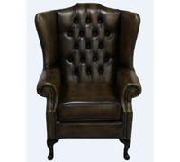 Chesterfield Prince's High Back Wing Chair Antique Gold Leather In Mallory Style