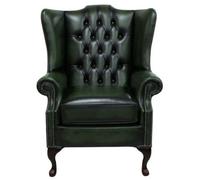 Chesterfield Prince's High Back Wing Chair Antique Green Leather In Mallory Style