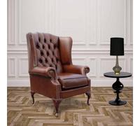 Chesterfield Prince's High Back Wing Chair Antique Tan Leather In Mallory Style
