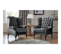 Chesterfield Queen Anne Beatrice + Carlton Flat Wing Armchairs Malta Slate 05