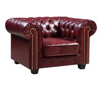 Chesterfield Red Leather Antique Armchair