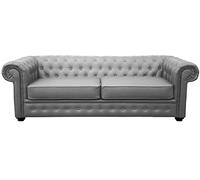 Chesterfield Style Venus Sofa 3 Seater 2 Seater Armchair Grey Faux Leather (3 Seater)