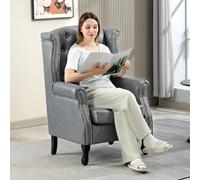 HOMCOM Chesterfield-style Wing Back Armchair Tufted Accent Chair Grey