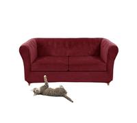 Chesterfield Velvet Sofa Cover Vintage Curved Couch Protector with Cushion Seat Covers Wine Red Loveseat & 2 Small Seats Furniture Slipcover