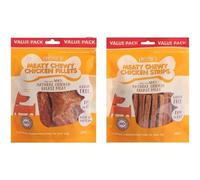 Chester's Chewy Chicken Dog Treats - High Protein Pack of 2 Strips 330g & Twists 320g, Grain-Free & Low-Fat Snacks for Puppies & Adult Dogs - Natural, Healthy, Tasty Reward