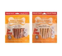 Chesters Meaty Chewy Dog Treats - 2 Pack | High-Protein, Natural, Soft Chewy Snacks for Dogs (Chicken Strips & Chicken Twists)