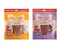 Chesters Meaty Chewy Dog Treats - 2 Pack | High-Protein, Natural, Soft Chewy Snacks for Dogs (Chicken Strips & DuckFillets)