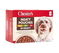 Chesters Meaty Dog Food 12 Pouches 1.2kg - Gravy - Beef, Lamb, Chicken