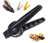 Chestnut Cutter Tool - Stainless Steel Multifunction Nut Opener for Chestnuts, Walnuts, Almonds & Hazelnuts, Portable Peeler & Scoring Clip with Ergonomic Handle, Easy to Peel Kitchen Tool (Black)