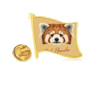Chestnut Red Panda Animal Golden Metal Flag Lapel Pin Badge