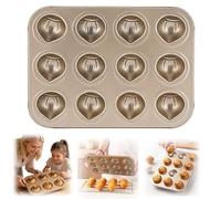 Chestnut Shaped Muffin Cake Pan, 12-Cavity Non-Stick Butter Rice Cake Mold | Carbon Steel Baking Pan for Family Gatherings, Mochi & Desserts (12-Hole)