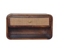 Artisan Furniture Solid Wood Chestnut Wall Mounted Open Woven Bedside
