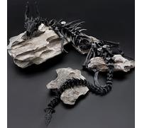 Chestnut-YX 3D Printed Skeleton Dragon Aquarium Decor,23in Articulated Dragon Aquarium Animal Skeletons, Reptile Tank Accessories,Fish Tank Decorations for Amphibians, Betta Fish, Shrimp (Black)