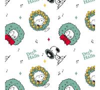 Chestnuts Peanuts Snoopy Christmas 44'' Wide 100% Cotton Children's Fabric Material for Quilting, Clothing, Sewing (03 Deck The Halls, 1 Metre)