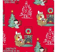 Chestnuts Peanuts Snoopy Christmas 44'' Wide 100% Cotton Children's Fabric Material for Quilting, Clothing, Sewing (04 Chestnuts, 1 Metre)