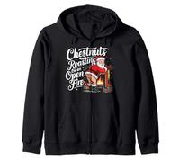 Chestnuts Roasting On An Open Fire Funny Santa Christmas Zip Hoodie
