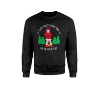 Chestnuts Roasting On An Open Fire Jumper - Novelty Rude Crude Funny Joke Christmas Song Xmas Festive Office Party Santa Men's Sweatshirt Gifts Presents (4XL, Black Prime)