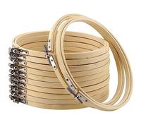 CHEUKYIU Bamboo Embroidery Hoop Set, 12 x 18 cm/7 Inch Round Adjustable Wooden Ring for DIY Art Crafts, Handy Sewing Embroidery Accessories