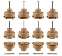 CHEUKYIU Pack of 12 40 x 30 mm Round Rattan Wood Furniture Knobs, Cabinet Knobs with Screws, Chest of Drawers, Cupboards, Furniture, Shoe Box