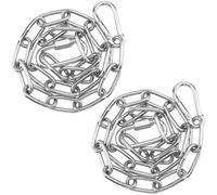CHEUKYIU Pack of 2 Stainless Steel Link Chain Diameter 4 mm, 60 cm Extension Chain Hanging Chair, Round Steel Chain with 2 Pieces M5 Carabiner Hooks and 2 Pieces Spring Loaded Buckle for Swings