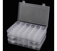 CHEUKYIU Pack of 3 36 Compartments Storage Box Small Parts Box Transparent Small Parts Box with Lid Plastic Adjustable Sorting Boxes for Jewellery Beads Earring DIY Crafts
