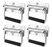 CHEUKYIU Pack of 4 Folding Handles, Stainless Steel, Handle Carry Handle, Spring-Loaded Box Handle, Hardware Boxes Handle, Folding Handles Replacement for Boxes, Toolbox, Door, Storage Box (110 mm x