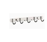 CHEUKYIU Pack of 6 Stainless Steel Kitchen Hook Rack with 4 Hooks, 29 x 3 x 4.8 cm Clothes Hooks Wall Self-Adhesive with Adhesive Pad and Screws, Towel Holder for Kitchen and Bathroom, Silver