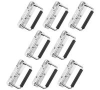 CHEUKYIU Pack of 8 Folding Handles, Carry Handle, Spring-Loaded Box Handle, Foldable Carry Handle, Metal, Folding Handles for Boxes, for Tool Box, Suitcase, 140 x 40 mm, Iron, Silver