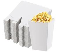 CHEUKYIU Pack of 80 White Popcorn Boxes, 5.5 x 7.5 x 10.7 cm, Minimalist Style, Ideal for Snacks, Parties, and Cinema