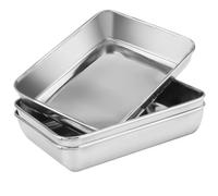 CHEUKYIU Set of 3 Baking Trays, Stainless Steel Rectangular Baking Tray, Small Mini Oven Tray, Cake Tray for Baking, Cooking, Deep Rim, Cleaning and Dishwasher Safe, 25 x 20 x 5.4 cm