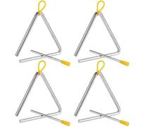 CHEUKYIU Set of 4 5 Inch Triangle Musical Instrument Triangle Steel Triangle Instrument Cantabile Triangle Percussion Triangle with Beater for Schools Professionals or Beginners, Making Music