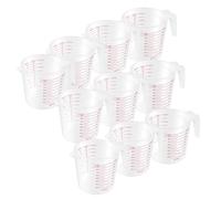 CHEUNGR 10 Pcs Plastic Measuring Jugs 1 Litre, Clear Stackable Plastic Measuring Cup with Handle and Scale for Sugar, Milk, Oil, Jam Maker, Cooking, Baking