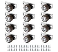 CHEUNGR 12 PCS Side Mount Casters, 1 Inch Small Castor Wheels Non Swivel Silent Wheel for Furniture, Rolling Cabinet, Trolley