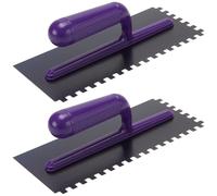 CHEUNGR 2 Pack 280 x 120mm Adhesive Spreading Trowel, 11 x 4.7Inch Steel Square Notched Tiling Trowel with Plastic Handle for Tile and Wall Installation, 8mm Notches